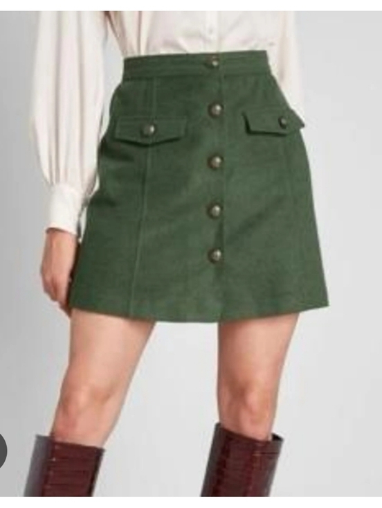 Modcloth Dresses & Skirts - Modcloth Olive Green Button-Front Mini Skirt